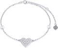 wholesale 14K Gold 925 Diamond & Pearl Heart Anklet for Women - Adjustable Size-0-0