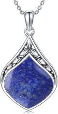 wholesale Sterling Silver Natural Gemstone Teardrop Pendant Necklace-0-36