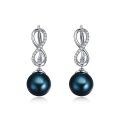 TOUPOP Sterling Silver Black Freshwater Pearl Pendant & Earrings Set-0-0