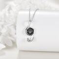 wholesale 925 Sterling Silver Music Note with Hand Print and Black Stone Pendant Necklace for Women-0-3
