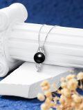 wholesale 925 Sterling Silver Black Freshwater Pearl Pendant Necklace with Cartoon Girl Design for Women-0-2