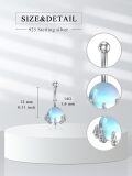 wholesale 925 Sterling Silver Moonstone Belly Button Ring 14G 8mm Navel Ring-0-1