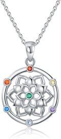 wholesale 925 Sterling Silver Lotus Flower Pendant Necklace with Multi-Color Stones for Women and Girls-0-0
