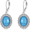 wholesale 925 Sterling Silver Filigree Turquoise Leverback Drop Earrings-0-0