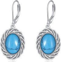 wholesale 925 Sterling Silver Filigree Turquoise Leverback Drop Earrings-Turquoise