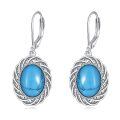 wholesale 925 Sterling Silver Turquoise Drop Earrings Wholesale Braided Design-0-0