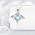 wholesale 925 Sterling Silver Blue Moonstone Manta Ray Pendant Necklace-0-4