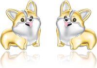 wholesale 925 Sterling Silver Corgi Dog Stud Earrings for Women - Puppy  for Dog Moms & Pet Lovers-Corgi