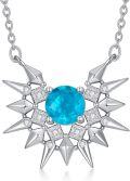 wholesale 925 Sterling Silver Blue Stone Starburst Pendant Necklace for Women-0-0