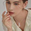 wholesale 925 Sterling Silver Anchor Necklace with Rose Charm Pendant for Women s-0-2