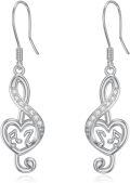 wholesale 925 Sterling Silver Cubic Zirconia Heart Treble Clef Musical Notes Dangle Drop Earring & Pendant Set for Women Girls Gifts Jewelry Accessories 3PCs Pack-0-0