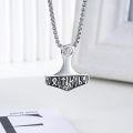 wholesale 925 Sterling Silver  Norse Valknut Thor's Hammer Pendant Necklace-0-2