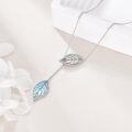 wholesale 925 Sterling Silver Blue Opalite Gemstone Leaves Pendant Chain Necklaces for Women s 48cm Length-0-3
