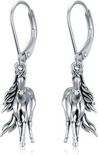 wholesale 925 Sterling Silver Horse Shape Pendant Drop Earrings for Women Girls Gift-Horse