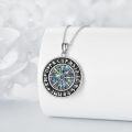 wholesale 925 Sterling Silver Norse Vegvisir Compass with Abalone Shell and Rune Circle Pendant Necklace for Men Women s-0-2