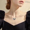 wholesale 925 Sterling Silver Butterfly Turquoise Stone Pendant Necklace for Women Girls  43cm Chain Length-0-3