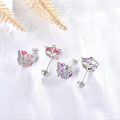 wholesale 925 Sterling Silver Metal Pink Crystal Butterfly Breast Cancer Awareness Ribbon Stud Earrings - Hope Gift for Women-0-4