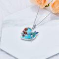 wholesale 925 Sterling Silver Red Bell Flower Hummingbird Heart Pendant Necklace-0-2