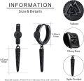 wholesale Black 925 Sterling Silver Gothic Punk Viking Rune Huggie Hoop Earrings with Valknut and Spearhead Drops-0-2