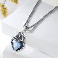 wholesale 925 Sterling Silver Blue Crystal Heart Pirate Skull Pendant Gothic Necklace for Women and Men-0-1