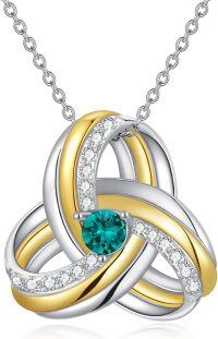 wholesale TOUPOP Christmas Gifts For Women Love Knot Necklace For Women S925 Gold Plated Charm Necklace With Emerald Green Zircon Irish Gifts For Mom Celtic Knot Jewelry For Friends Birthdays Gifts For Nurse -undefined