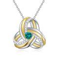 TOUPOP Gold Plated S925 Emerald Green Zircon Love Knot Charm Necklace-0-0