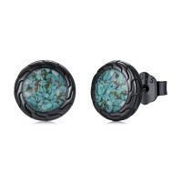 wholesale 925 Sterling Silver Turquoise Stud Earrings - Vintage Gothic Punk Style Jewelry for Women & Men-Turquoise1