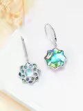 TOUPOP Sterling Silver Moonstone Abalone Lotus Dangle Earrings-0-4