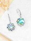 TOUPOP Sterling Silver Moonstone Abalone Lotus Dangle Earrings-0-4
