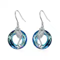 TOUPOP Sterling Silver Blue Crystal Cat Pentagram Music Note Dangle Earrings-0-0