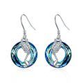 TOUPOP Sterling Silver Blue Crystal Cat Pentagram Music Note Dangle Earrings-0-0