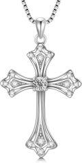 wholesale 925 Sterling Silver 925 Cubic Zirconia Cross Pendant Necklace for Women-0-0