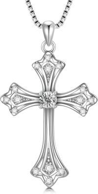 wholesale 925 Sterling Silver 925 Cubic Zirconia Cross Pendant Necklace for Women-1-Classic Silver Cross Necklace