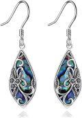 wholesale 925 Sterling Silver Filigree Teardrop Dangle Earrings with Abalone Shell Inlay Bohemia  for Women Mother Mom-0-0