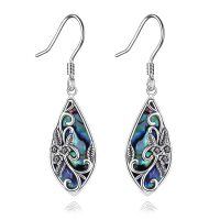 wholesale 925 Sterling Silver Filigree Teardrop Dangle Earrings with Abalone Shell Inlay Bohemia  for Women Mother Mom-Abalone Shell