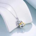 wholesale Hypoallergenic S925 Sterling Silver White Gold Plated White Crystal Snowman Pendant Necklace-0-3