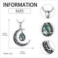 wholesale Sterling Silver Emerald Red Purple Black Rainbow Topaz Green Aquamarine Blue Moss Agate Celtic Moon Teardrop Necklace-0-15
