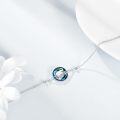 wholesale 925 Sterling Silver Blue Crystal Circle Chain Bracelet for Women s-0-9