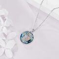 wholesale 925 Sterling Silver Tree of Life Pendant Necklace with Blue Crystal and Breast Cancer Awareness Ribbon Jewelry for Women-0-4