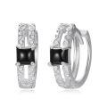 wholesale 925 Sterling Silver Black Square Hoop Earrings Elegant Design-0-0