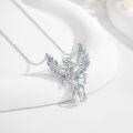 wholesale 925 Sterling Silver Blue Crystal Phoenix Bird Pendant Necklace for Women-0-1