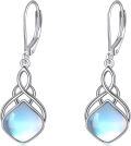 wholesale 925 Sterling Silver Rainbow Moonstone Celtic Knot Drop Earrings for Women and Girls-0-0