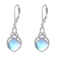 wholesale 925 Sterling Silver Moonstone Dangle Earrings Wholesale Celtic Knot Design-Moonstone irish earrings
