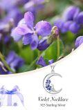 wholesale  Sterling Silver Moon Pendant Birth Flower Necklace for Women -0-26