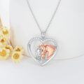 wholesale 925 Sterling Silver Horse & Girl in Heart Shape Pendant Necklace for Women-0-4