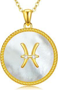 wholesale 925 Sterling Silver Mother of Pearl Pisces Zodiac Pendant Necklace-Pisces