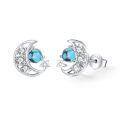 wholesale 925 Sterling Silver Turquoise Moon & Stars Stud Earrings Celestial s for Women Girls-0-0
