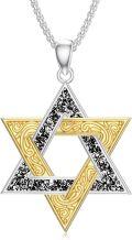 wholesale 925 Sterling Silver Star of David Pendant Necklace Gold Plated Jewish Symbol s for Women Men Kids-0-0
