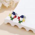 wholesale 925 Sterling Silver Autism Awareness Puzzle Piece Stud Earrings with Heart Colorful Jewelry for Women-0-1