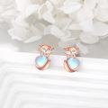 wholesale 925 Sterling Silver Heart-Shaped Moonstone Fox Stud Earrings for Women-0-1
